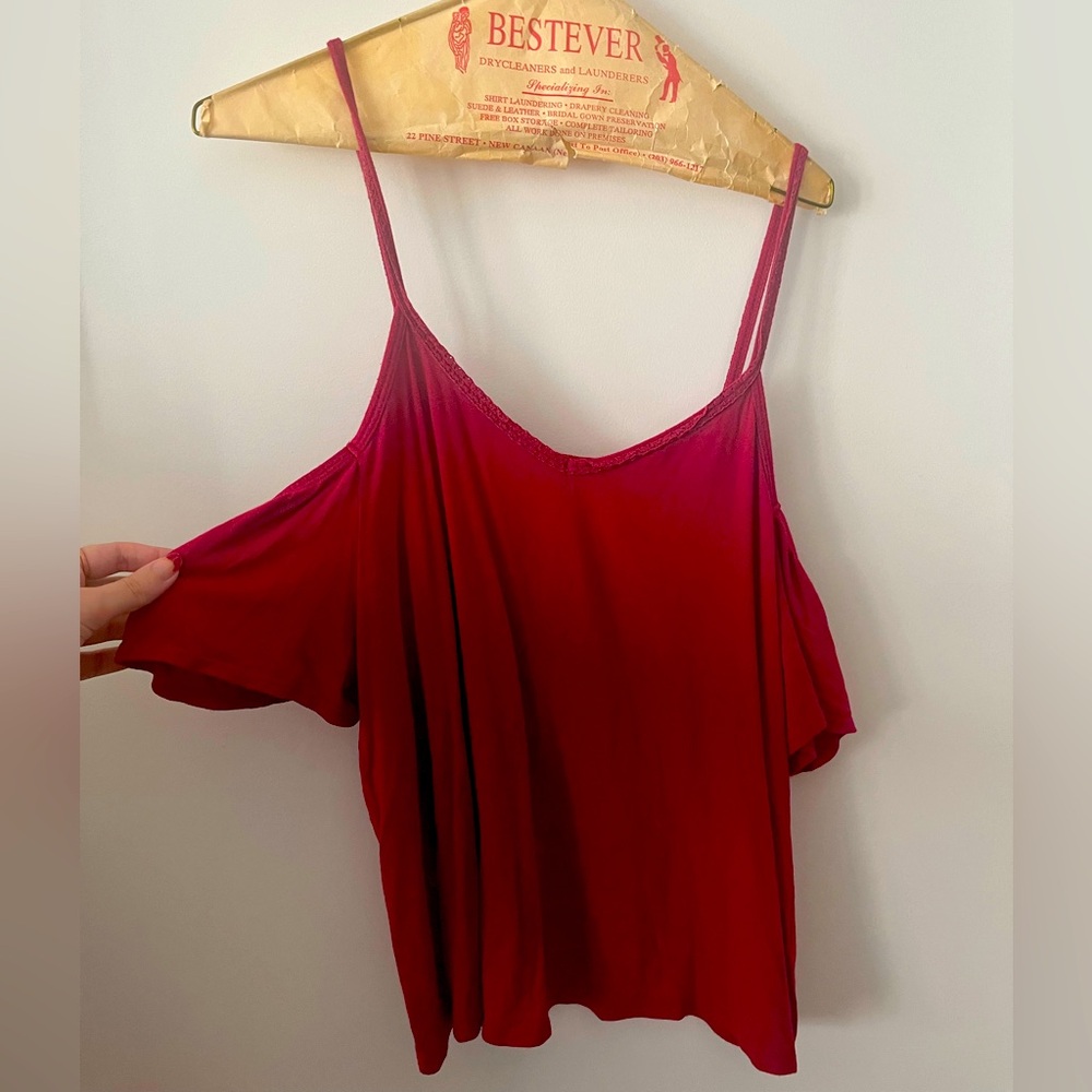 Cold Shoulder Topshop Red Women's Top